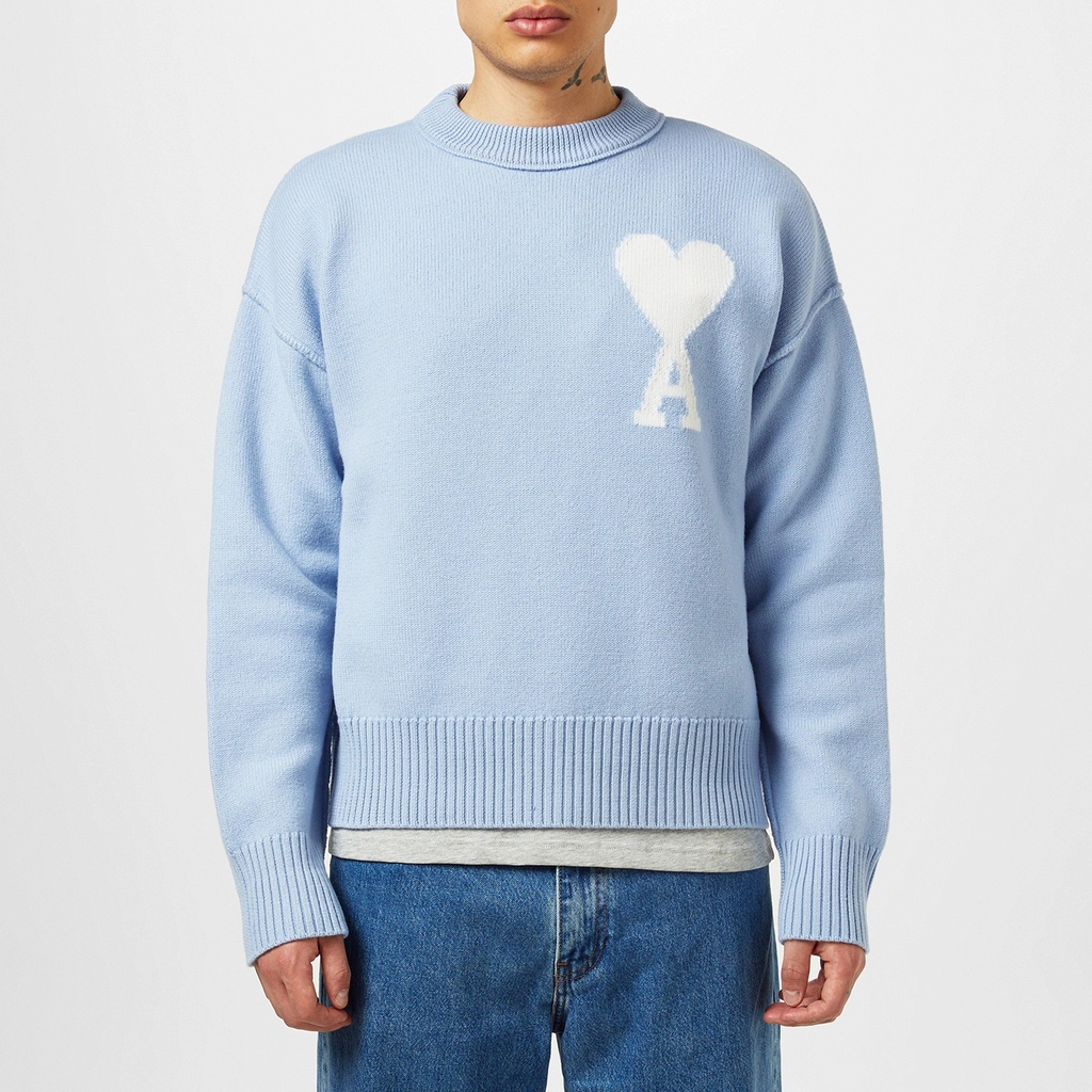 AMI Paris De Coeur Wool Jumper - BLUE 4843